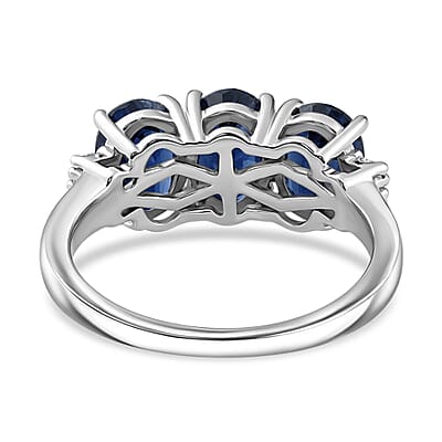 Kashmir Kyanite and Diamond 3.00 ctw Ring in Platinum Over Sterling Silver (Size 11.5)