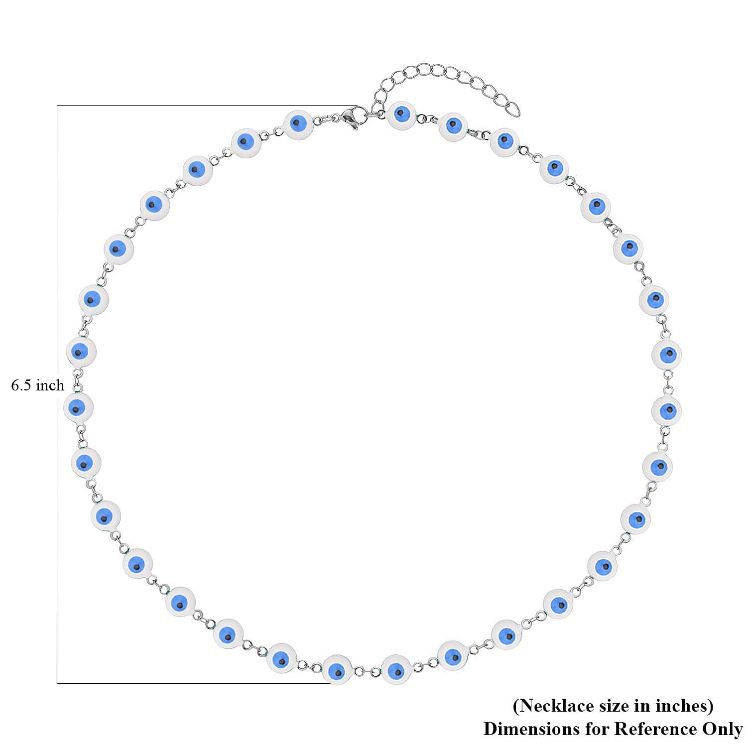 White Enameled Evil Eye Necklace (20-22 Inches) in Stainless Steel , Tarnish-Free, Waterproof, Sweat Proof Jewelry