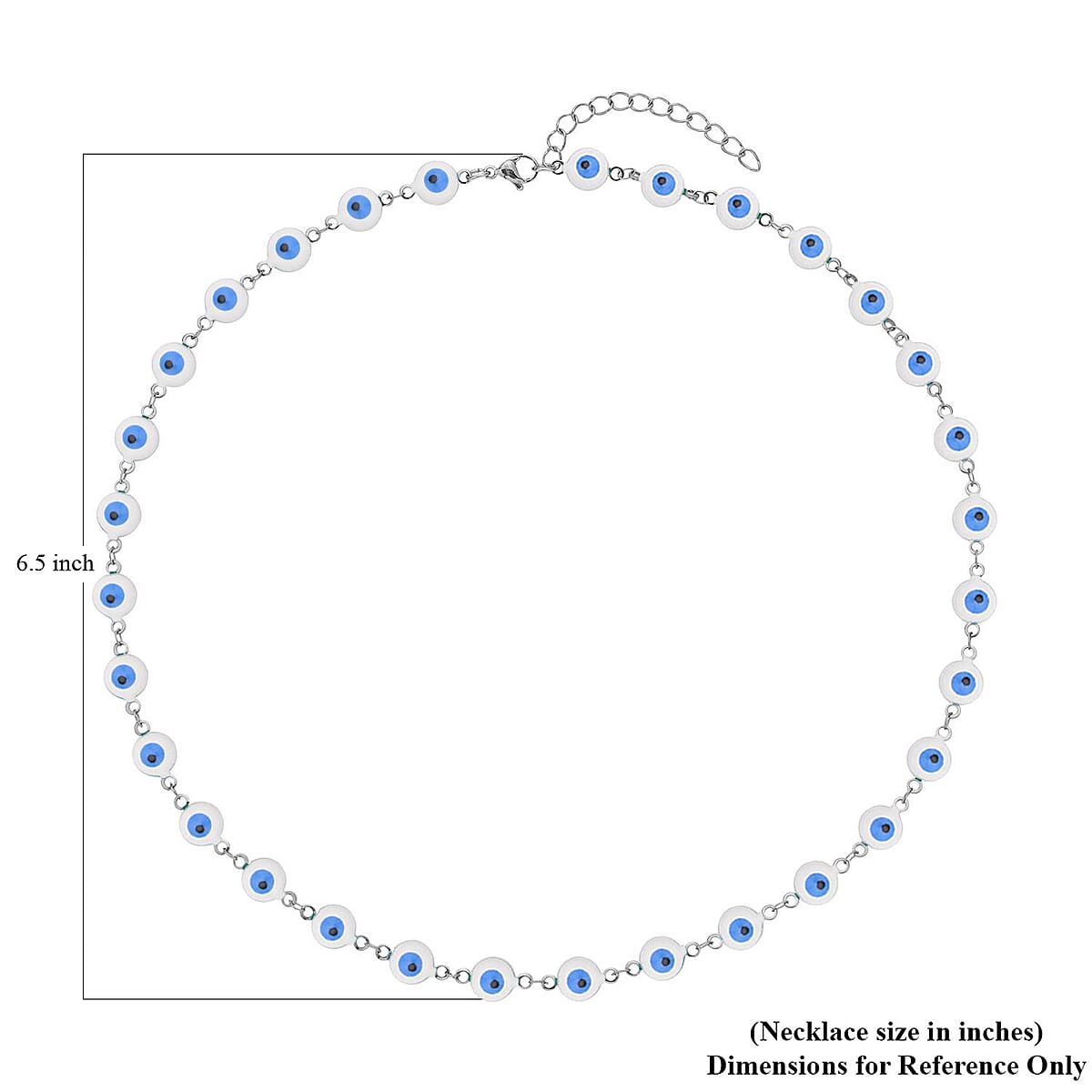 White Enameled Evil Eye Necklace 20-22 Inches in Stainless Steel image number 4