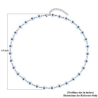 White Enameled Evil Eye Necklace (20-22 Inches) in Stainless Steel , Tarnish-Free, Waterproof, Sweat Proof Jewelry