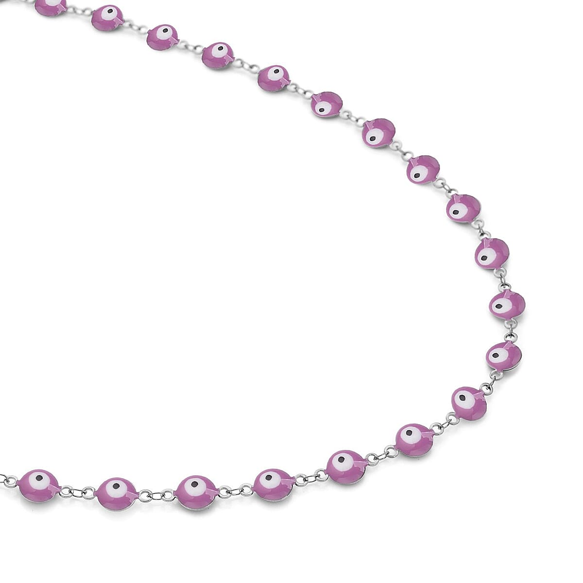 Purple Enameled Evil Eye Necklace (20-22 Inches) in Stainless Steel , Tarnish-Free, Waterproof, Sweat Proof Jewelry image number 2
