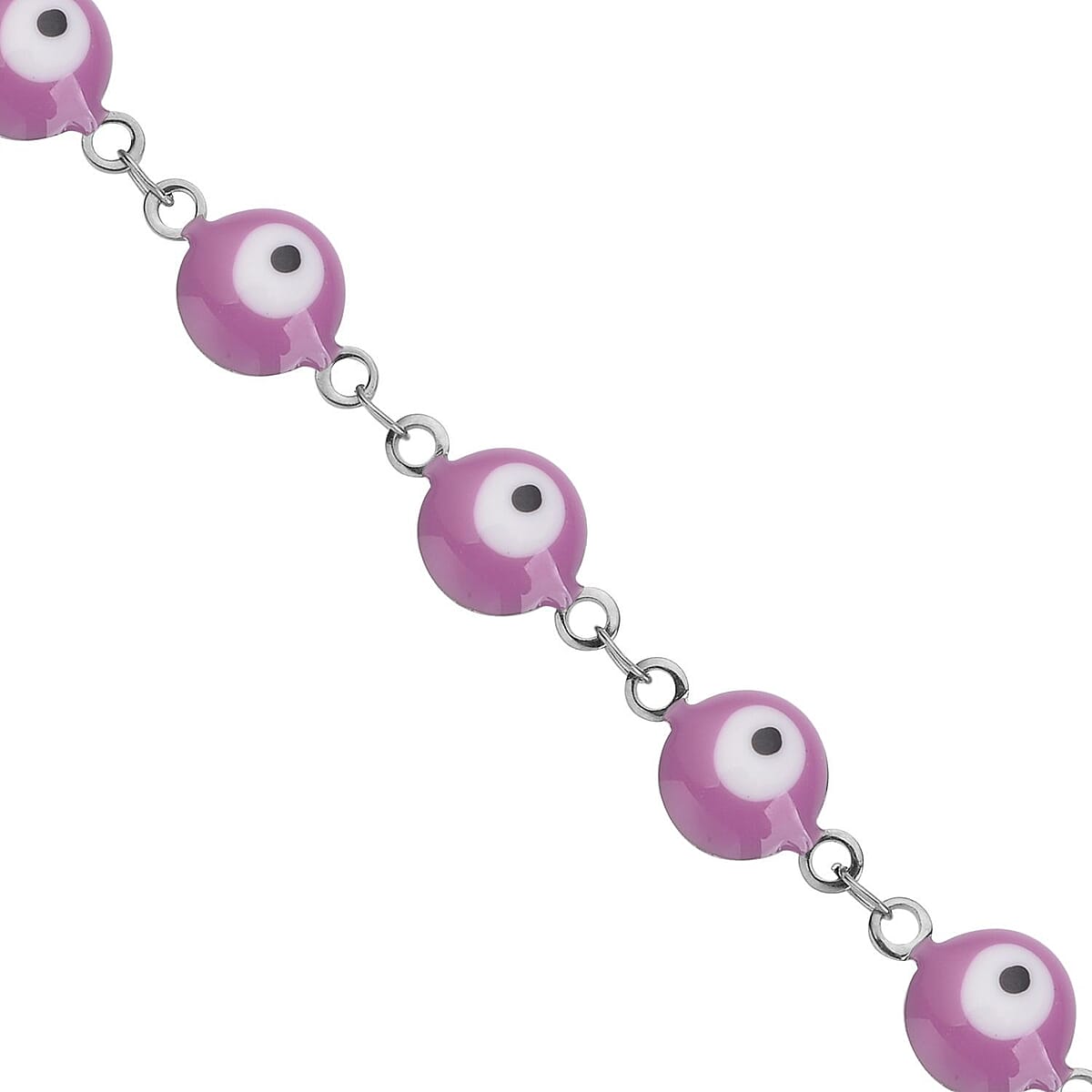 Purple Enameled Evil Eye Necklace (20-22 Inches) in Stainless Steel , Tarnish-Free, Waterproof, Sweat Proof Jewelry image number 3