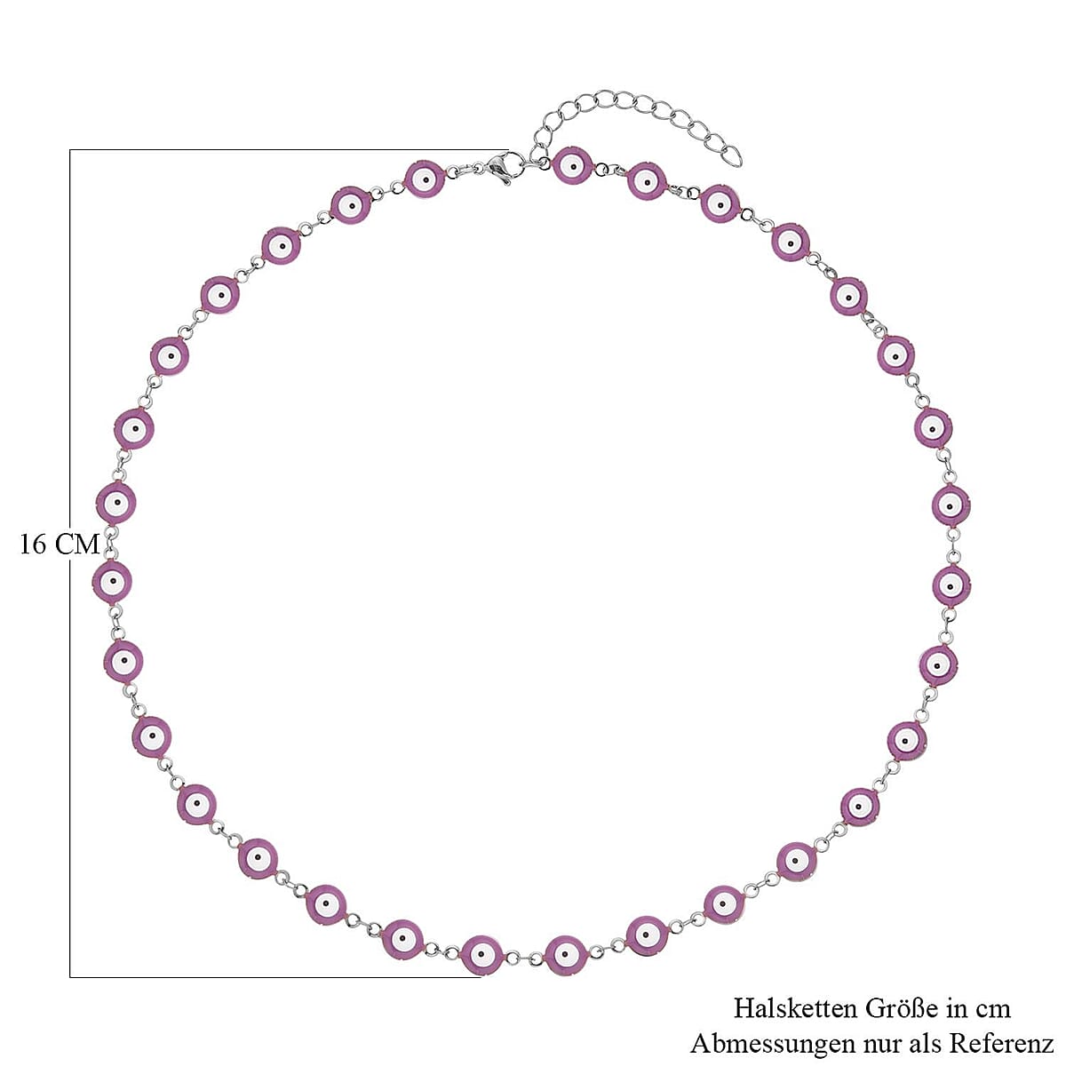 Purple Enameled Evil Eye Necklace (20-22 Inches) in Stainless Steel , Tarnish-Free, Waterproof, Sweat Proof Jewelry image number 4