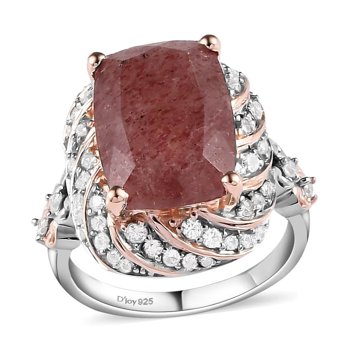 Natural Tanzanian Natronite, Natural White and Champagne Zircon Ring in Vermeil RG and Platinum Over Sterling Silver (Size 10.0) 7.25 ctw image number 0