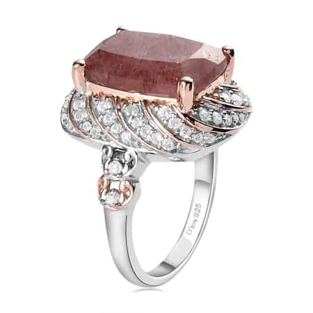 Natural Tanzanian Natronite, Natural White and Champagne Zircon Ring in Vermeil Rose Gold and Platinum Over Sterling Silver (Size 10.0) 7.25 ctw image number 3