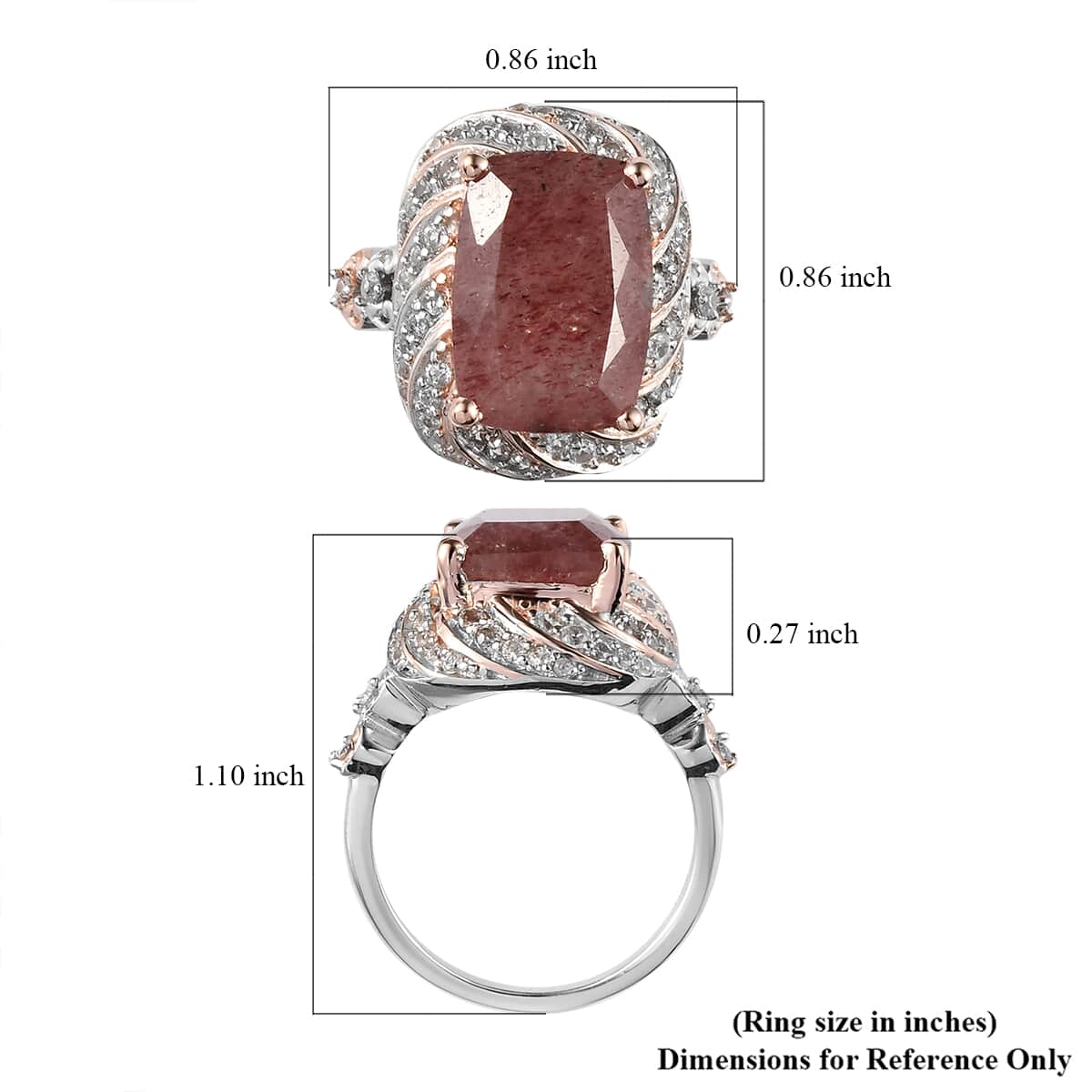 Natural Tanzanian Natronite, Natural White and Champagne Zircon Ring in Vermeil RG and Platinum Over Sterling Silver (Size 10.0) 7.25 ctw image number 5