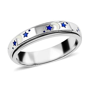 Sterling Silver Moon Star Spinner Band Ring (4.90 g)