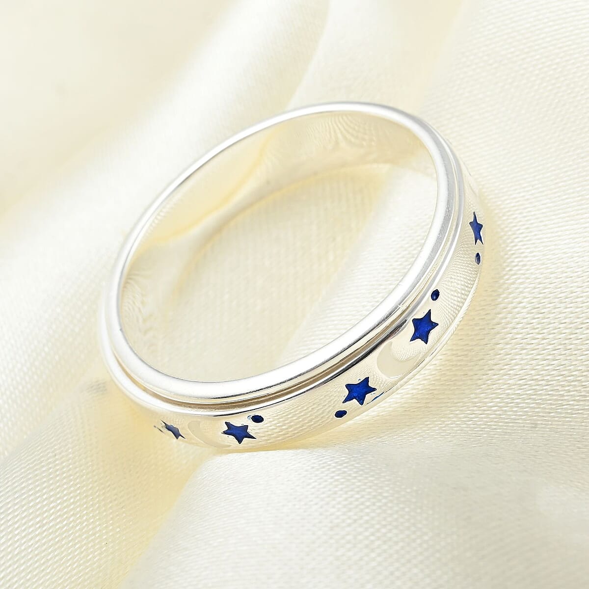 Sterling Silver Moon Star Spinner Band Ring (4.90 g) image number 1