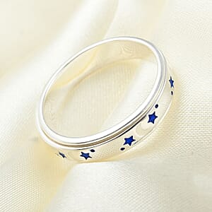 Sterling Silver Moon Star Spinner Band Ring (4.90 g)