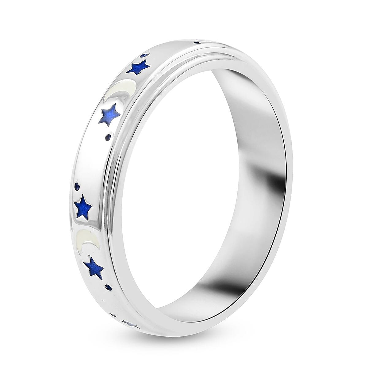 Sterling Silver Moon Star Spinner Band Ring (4.90 g) image number 3