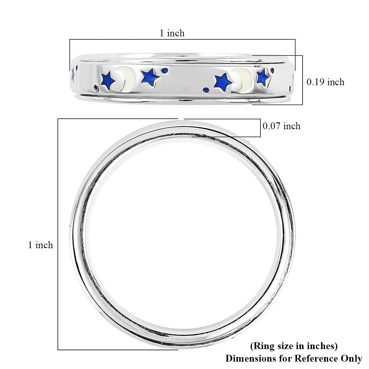Sterling Silver Moon Star Spinner Band Ring (4.90 g) image number 4