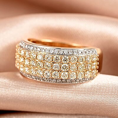 Yellow and White Diamond 1.00 ctw Band Ring in 14K Yellow Gold (Size 10.0)