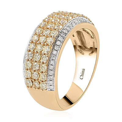 Yellow and White Diamond 1.00 ctw Band Ring in 14K Yellow Gold (Size 10.0)