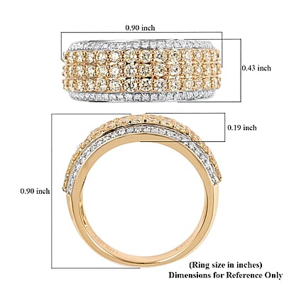 Yellow and White Diamond 1.00 ctw Band Ring in 14K Yellow Gold (Size 10.0)