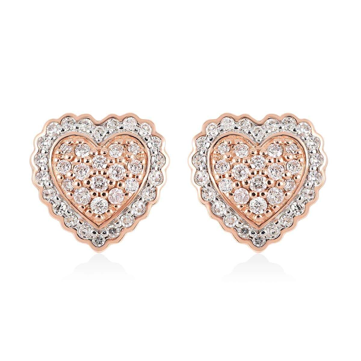 Rose Gold Diamond Studs Earrings Heart good H