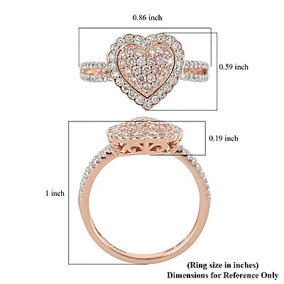 14K Rose Gold  Natural Pink and White Diamond Heart Ring (Size 10.0) 0.40 ctw