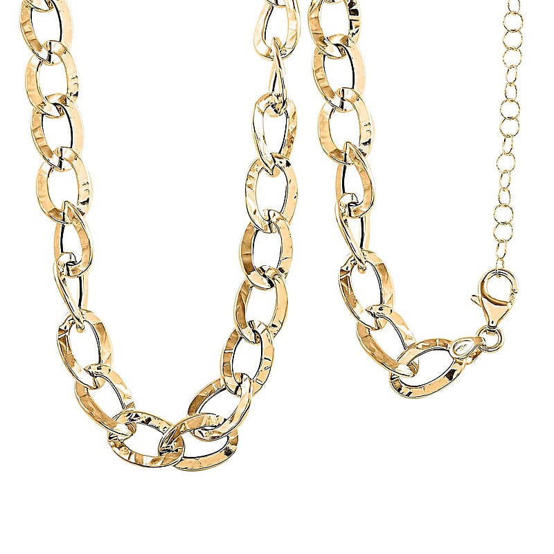 Maestro Gold Collection Italian 18K Yellow Gold Antico Oro Hammered Curb Necklace (18-20 Inches) (9.51 Grams)