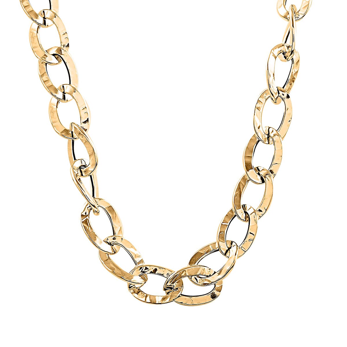Doorbuster Maestro Gold Collection Italian 18K Yellow Gold Antico Oro Hammered Bold Curb Necklace 18-20 Inches 9.51 Grams image number 3