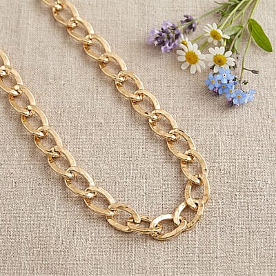 Maestro Gold Collection Italian 18K Yellow Gold Antico Oro Hammered Curb Necklace (18-20 Inches) (9.51 Grams)
