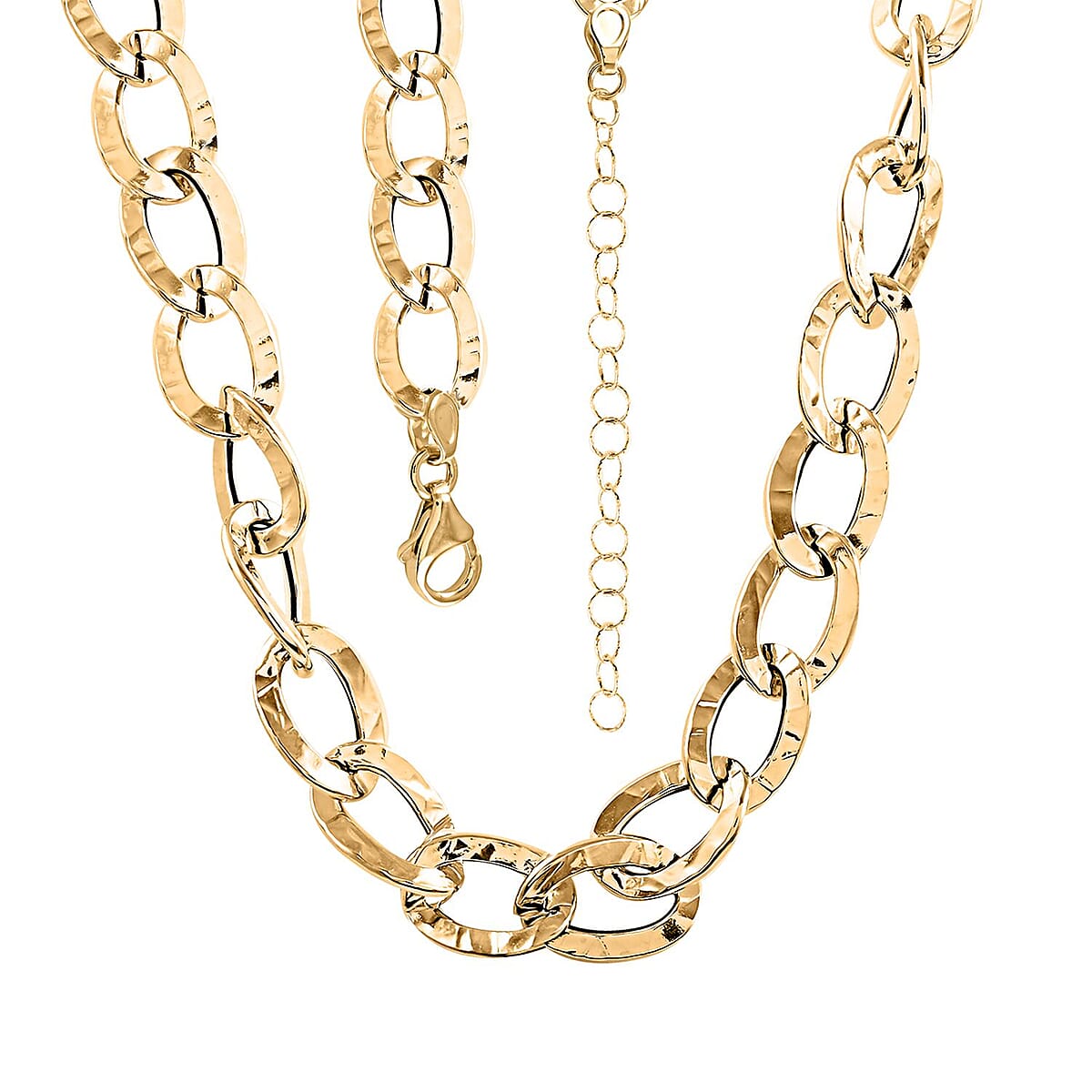 Doorbuster Maestro Gold Collection Italian 18K Yellow Gold Antico Oro Hammered Bold Curb Necklace 18-20 Inches 9.51 Grams image number 4