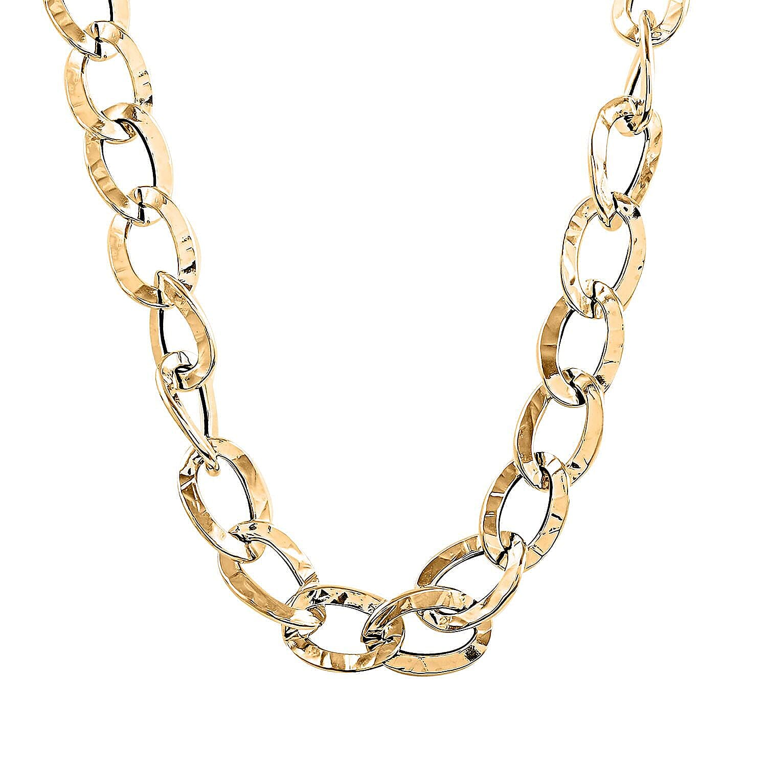 Maestro Gold Collection Italian 18K Yellow Gold Antico Oro Hammered Curb Necklace (18-20 Inches) (9.51 Grams)