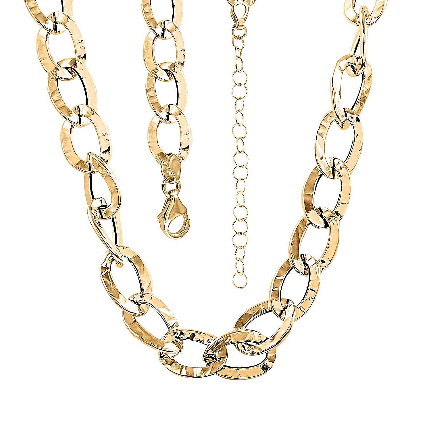 Maestro Gold Collection Italian 18K Yellow Gold Antico Oro Hammered Curb Necklace (18-20 Inches) (9.51 Grams)
