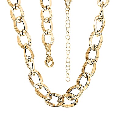 Maestro Gold Collection Italian 18K Yellow Gold Antico Oro Hammered Curb Necklace (18-20 Inches) (9.51 Grams)