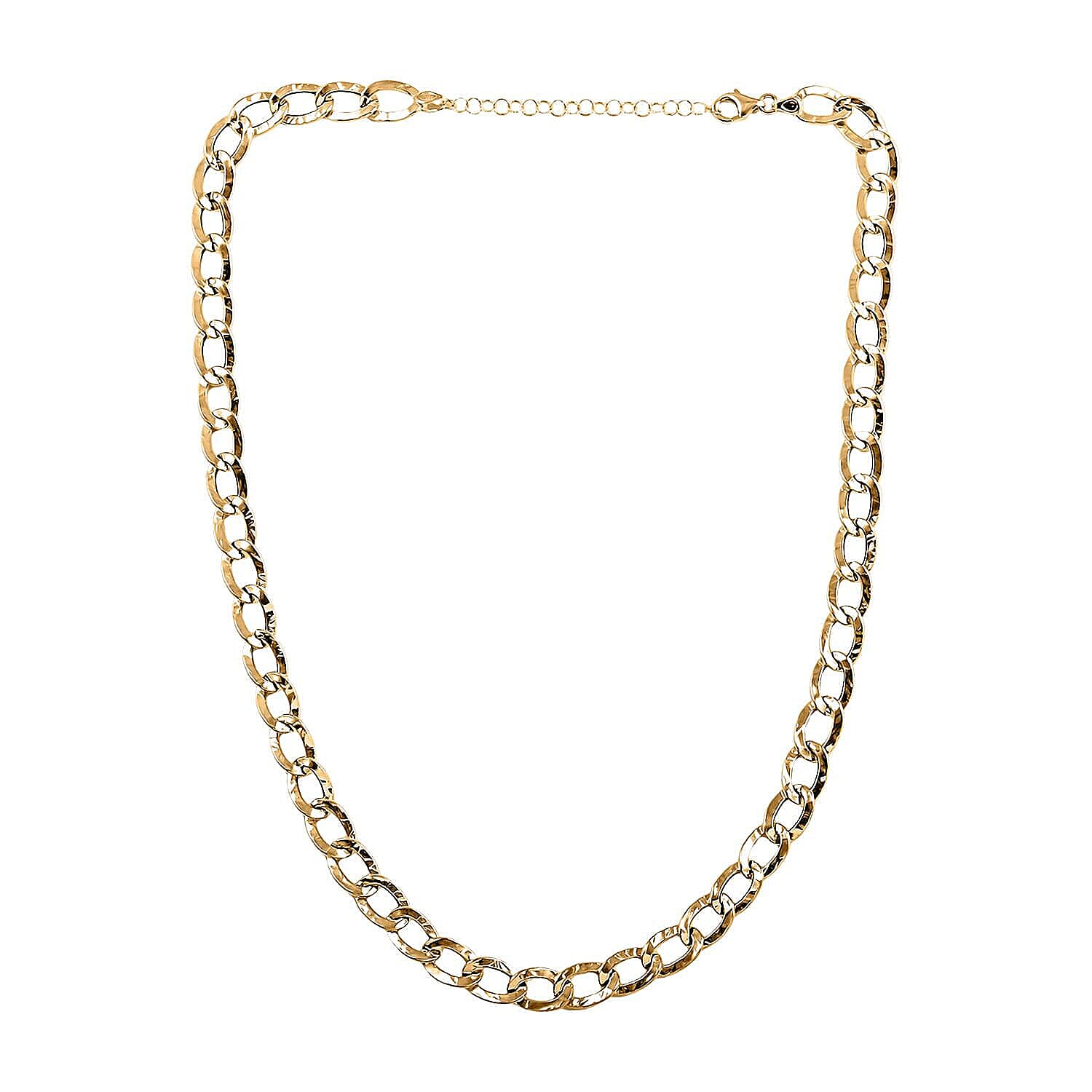 Maestro Gold Collection Italian 18K Yellow Gold Antico Oro Hammered Curb Necklace (18-20 Inches) (9.51 Grams)