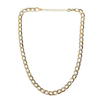 Maestro Gold Collection Italian 18K Yellow Gold Antico Oro Hammered Curb Necklace (18-20 Inches) (9.51 Grams)