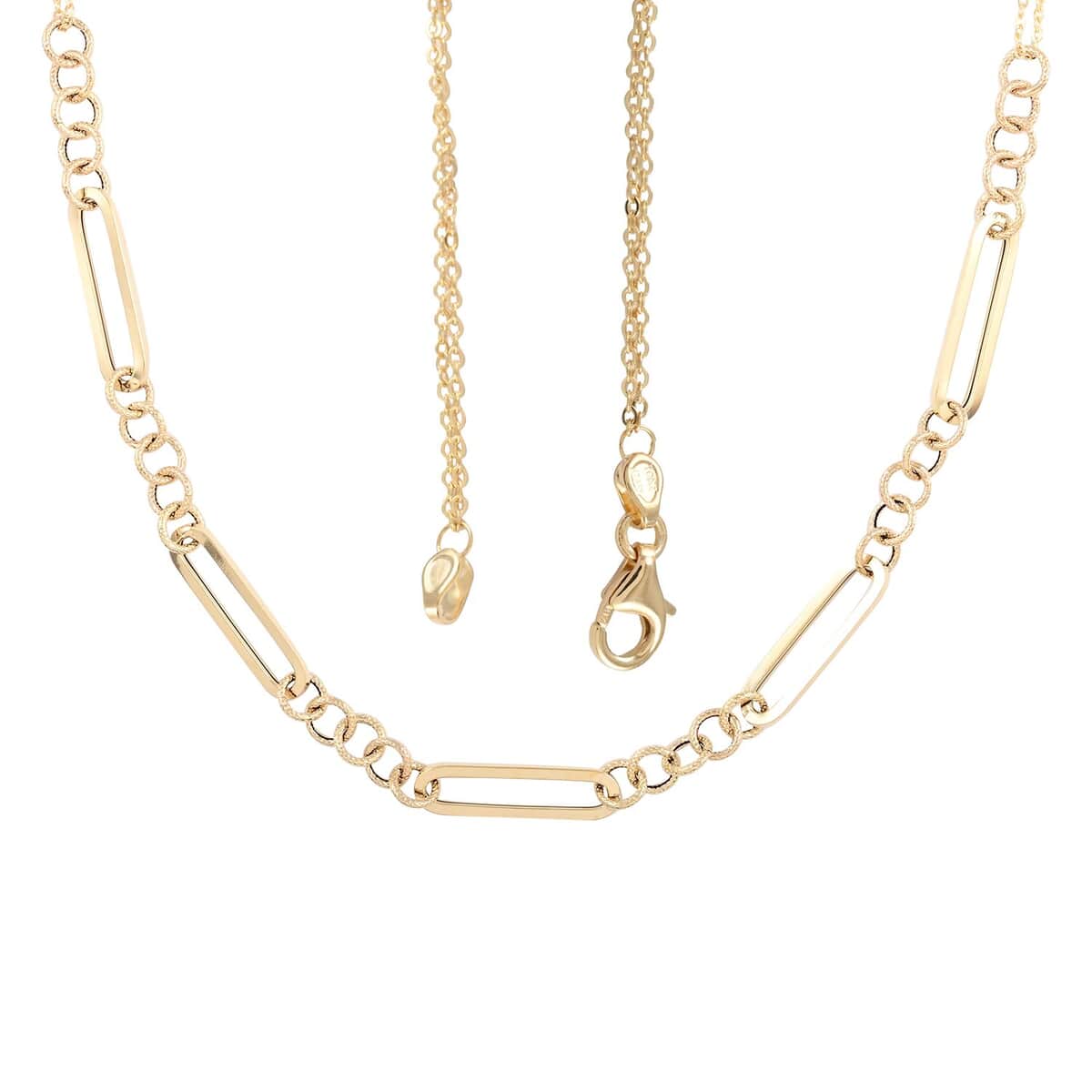 Maestro Gold Collection Italian 10K Yellow Gold Paperclip Stations Necklace 18-20 Inches 4.60 Grams image number 4