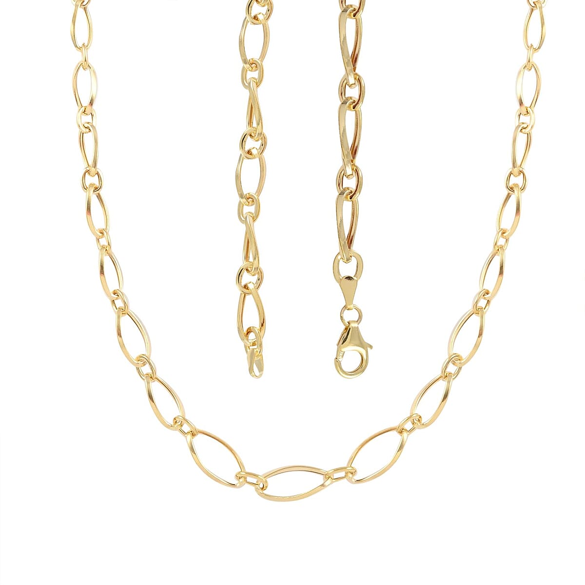 Maestro Gold Collection Italian 10K Yellow Gold Oval Twisted Mirror Link Necklace 20 Inches 6.70 Grams image number 4