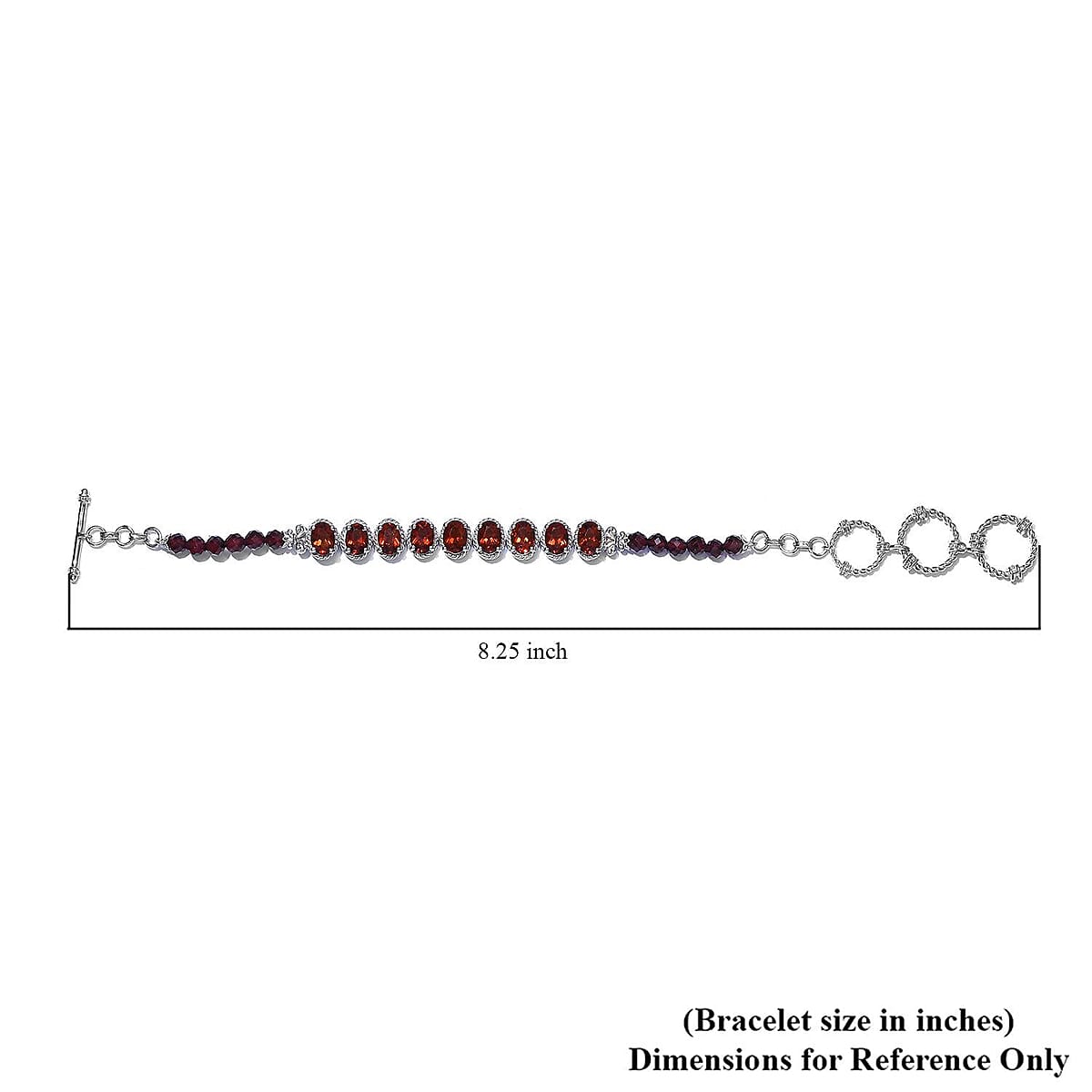 Brazilian Cherry Citrine, Orissa Rhodolite Garnet Toggle Clasp Bracelet in Platinum Over Sterling Silver (6.50 In) 11.25 ctw image number 4