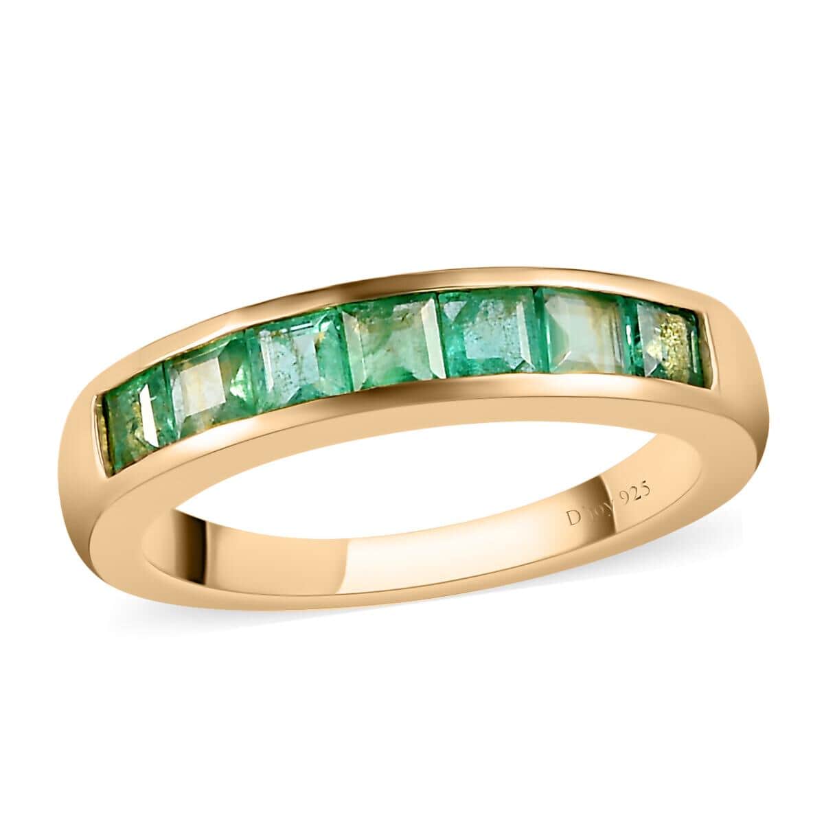 Ethiopian Emerald Half Eternity Band Ring in Vermeil Yellow Gold Over Sterling Silver (Size 9.0) 1.00 ctw image number 0