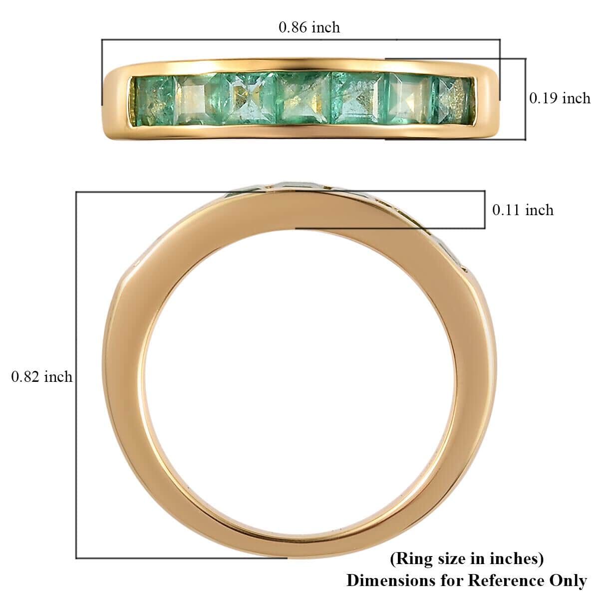 Ethiopian Emerald Half Eternity Band Ring in Vermeil Yellow Gold Over Sterling Silver (Size 9.0) 1.00 ctw image number 5