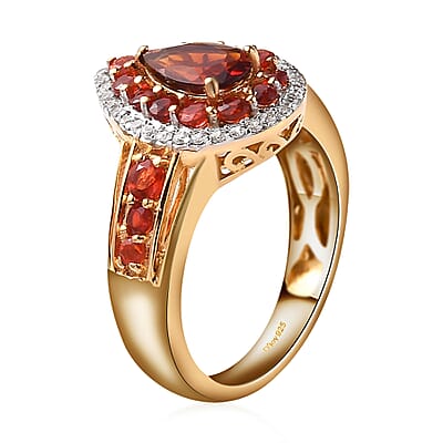 Brazilian Cherry Citrine and Multi Gemstone Cocktail Ring in Vermeil Yellow Gold Over Sterling Silver (Size 10.0) 1.50 ctw