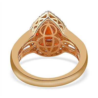 Brazilian Cherry Citrine and Multi Gemstone Cocktail Ring in Vermeil Yellow Gold Over Sterling Silver (Size 10.0) 1.50 ctw