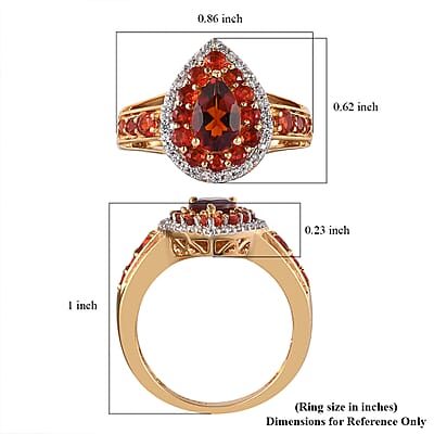 Brazilian Cherry Citrine and Multi Gemstone Cocktail Ring in Vermeil Yellow Gold Over Sterling Silver (Size 10.0) 1.50 ctw