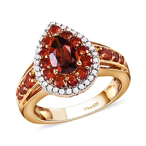 Brazilian Cherry Citrine and Multi Gemstone Cocktail Ring in Vermeil Yellow Gold Over Sterling Silver (Size 7.0) 1.50 ctw
