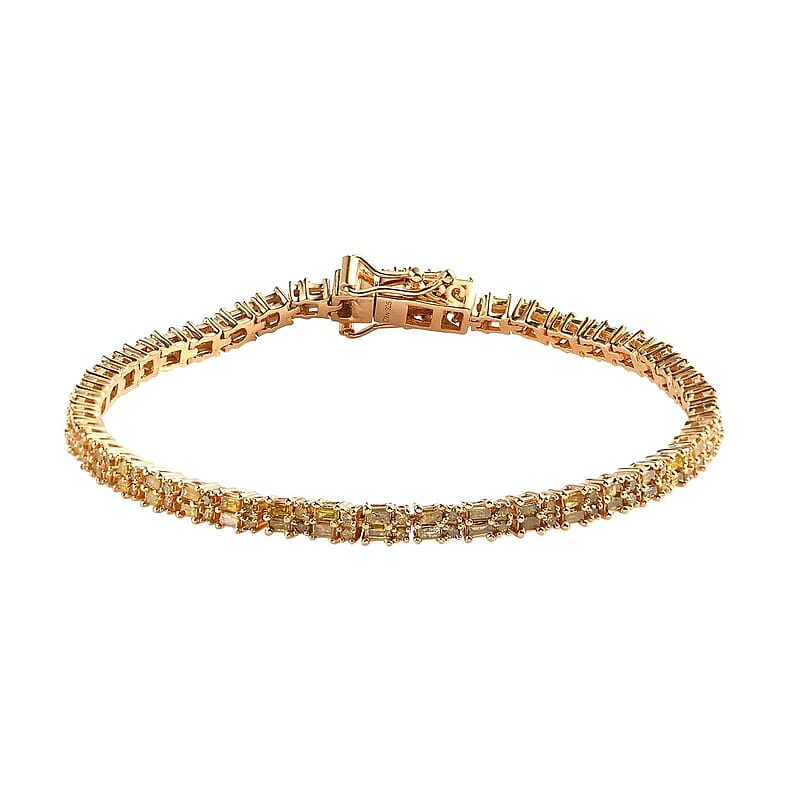 Yellow Diamond Linking Bracelet in Vermeil Yellow Gold Over Sterling Silver (7.25 In) 2.25 ctw