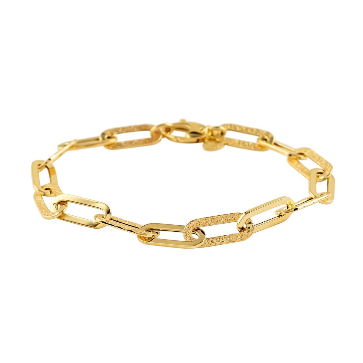 Maestro Gold Collection Italian 14K Yellow Gold Glitter Diamond Cut Paper Clip Bracelet (7.50 In) 2.50 Grams image number 0