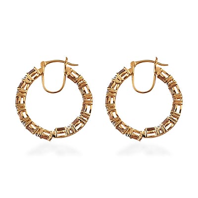 Jenipapo Andalusite and White Zircon Inside Out Hoop Earrings in Vermeil Yellow Gold Over Sterling Silver 6.60 ctw