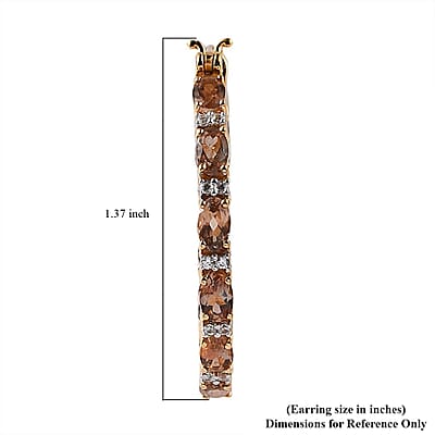 Jenipapo Andalusite and White Zircon Inside Out Hoop Earrings in Vermeil Yellow Gold Over Sterling Silver 6.60 ctw