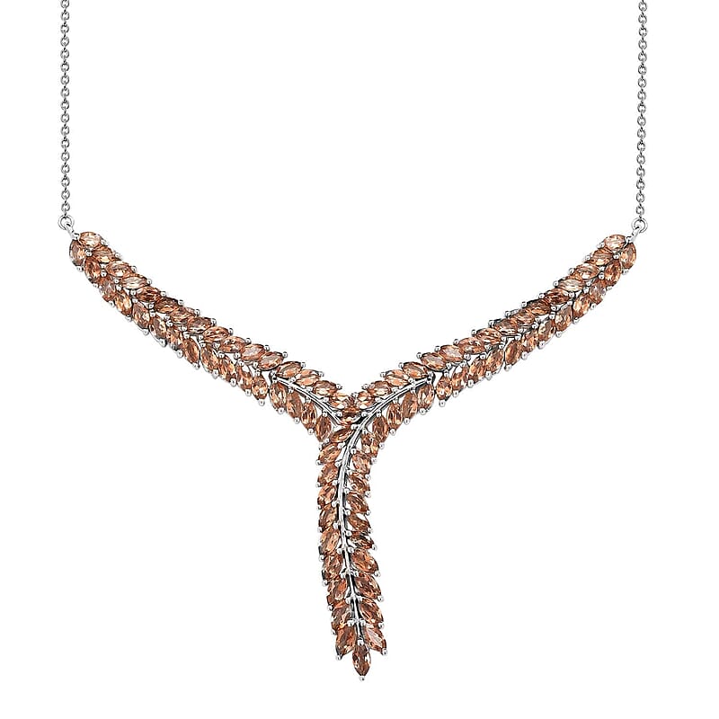 Jenipapo Andalusite Y-Shape Necklace 18 Inches in Platinum Over Sterling Silver 13.90 ctw