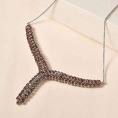 Jenipapo Andalusite Y-Shape Necklace 18 Inches in Platinum Over Sterling Silver 13.90 ctw