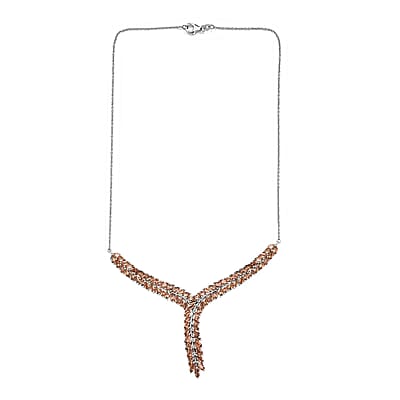 Jenipapo Andalusite Y-Shape Necklace 18 Inches in Platinum Over Sterling Silver 13.90 ctw