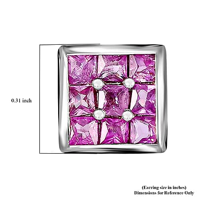 Madagascar Pink Sapphire Stud Earrings in Platinum Plated Sterling Silver,Stud Earrings For Women, Anniversary Gifts For Women 1.00 ctw