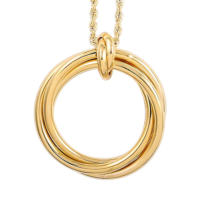 Maestro Gold Collection Intreccio Italian 10K Yellow Gold Triple Circle Necklace 18-20 Inches 2.90 Grams