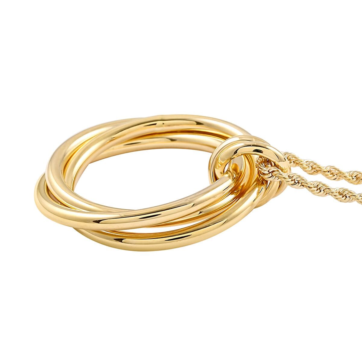 Doorbuster Maestro Gold Collection Intreccio Italian 10K Yellow Gold Triple Circle Necklace 18-20 Inches 2.90 Grams image number 3