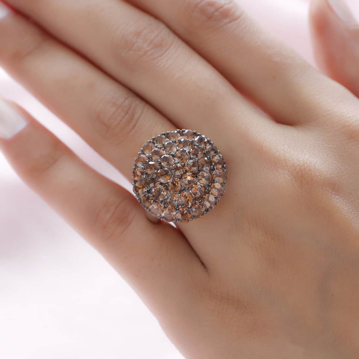 Jenipapo Andalusite Floral Ring in Rhodium and Platinum Over Sterling Silver (Size 5.0) 7.35 ctw image number 2