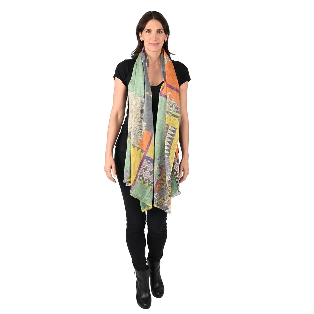 Tamsy Multi Color Floral Printed Cashmere Wool Scarf image number 0